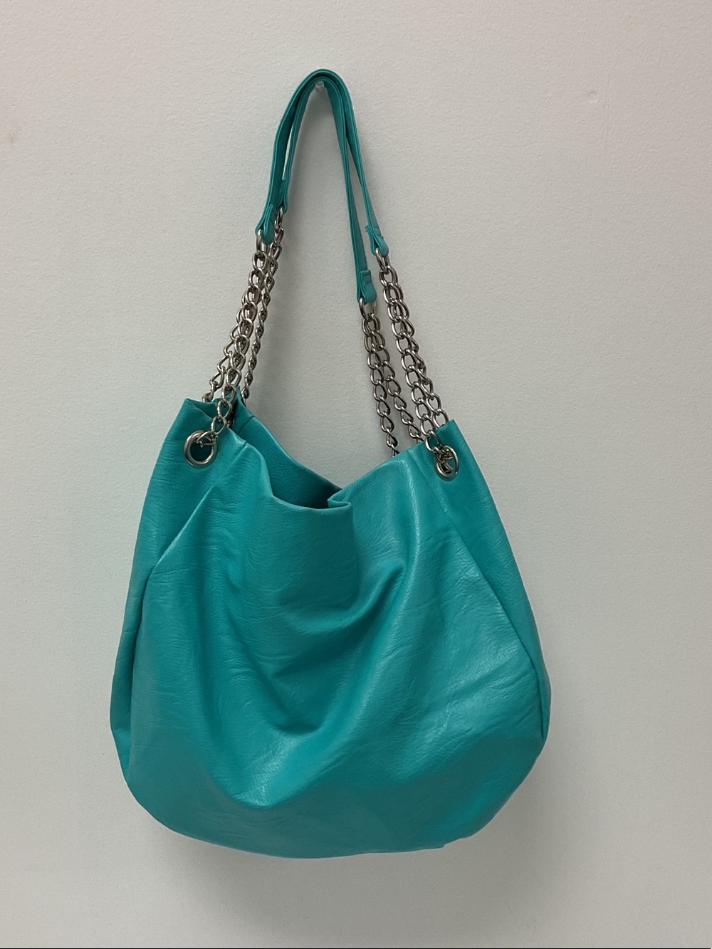 Turquoise Chain-Handle Women’s Hobo Bag